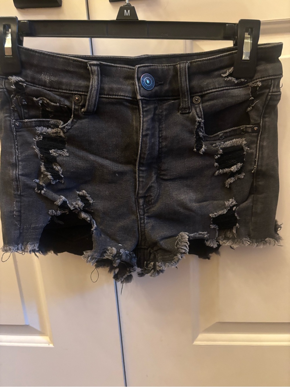 American Eagle Outfitters Distressed Black Denim Shorts